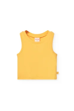 Top basicamente in maglia per bambina di colore giallo