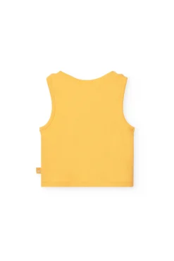 Top basicamente in maglia per bambina di colore giallo