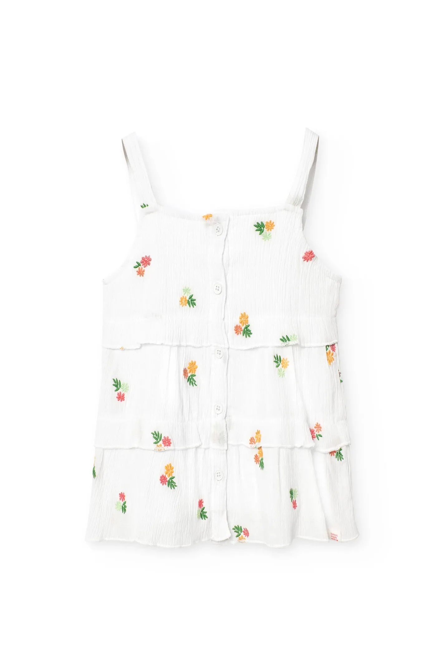 Top di bambula per bambina con motivo floreale in colore bianco