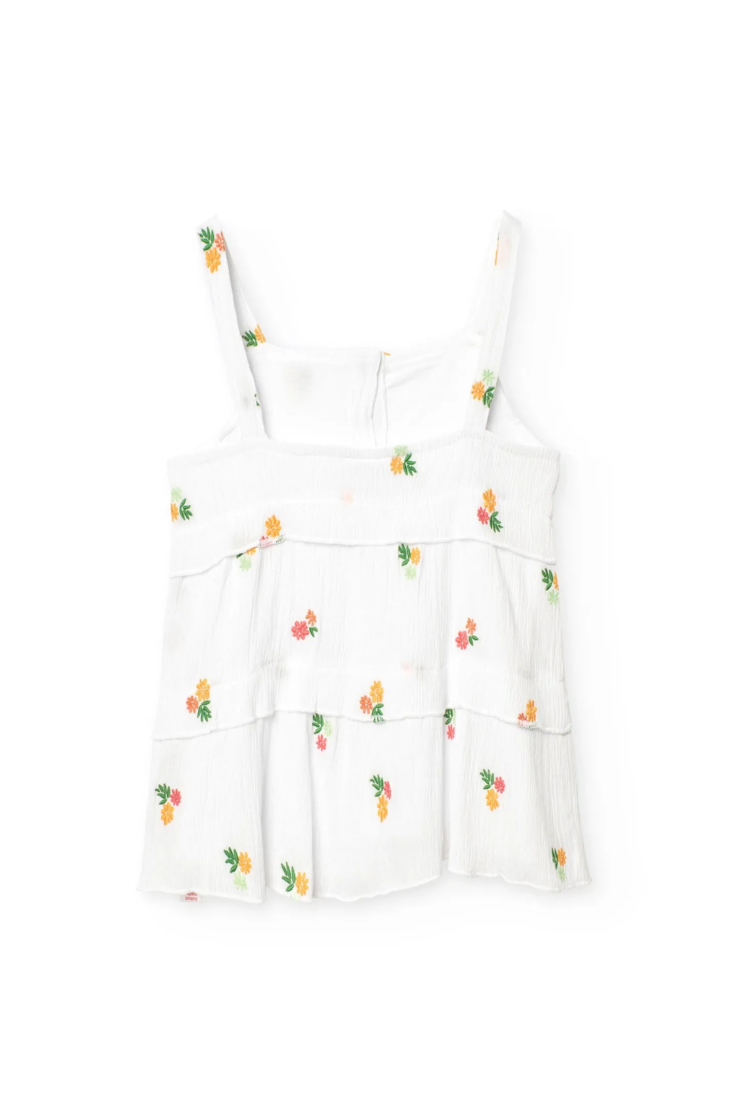 Top di bambula per bambina con motivo floreale in colore bianco