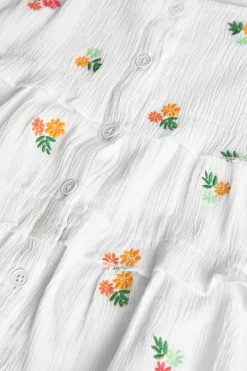 Top di bambula per bambina con motivo floreale in colore bianco