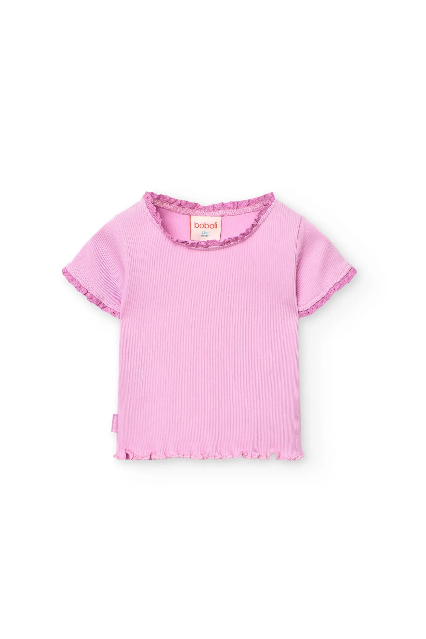 T-shirt basic di maglia per neonata in rosa