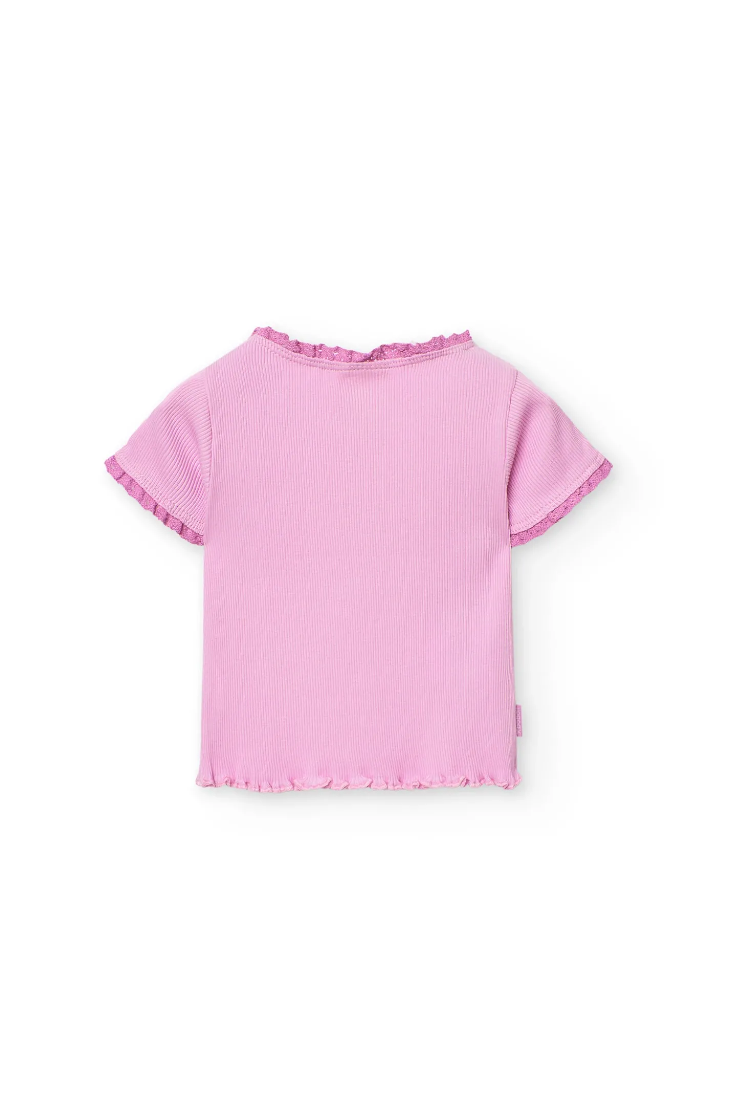 T-shirt basic di maglia per neonata in rosa