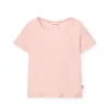 T-shirt basica in maglia per bambina di colore rosa