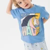 T-shirt in maglia per bambino in colore azzurro.