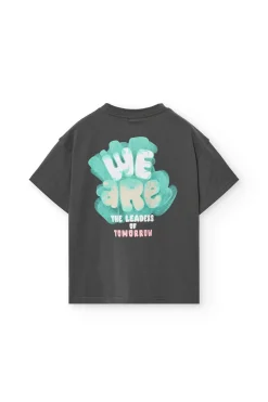 T-shirt in maglia per bambino in grigio con taschino