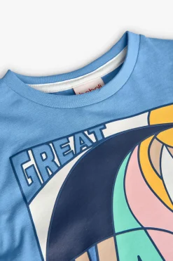 T-shirt in maglia per bambino in colore azzurro.