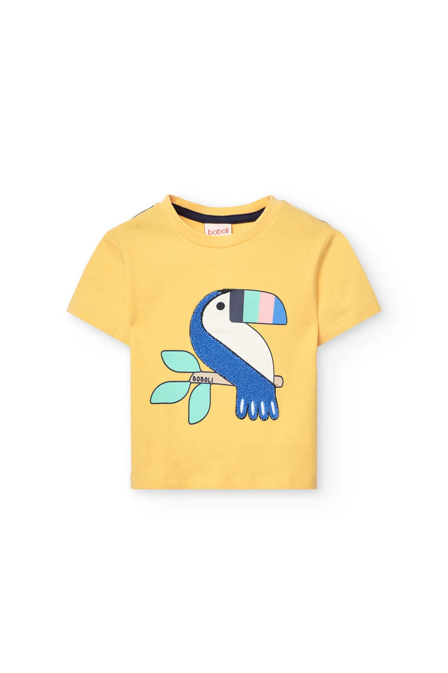 T-shirt in maglia per neonato in giallo con stampa di tucano