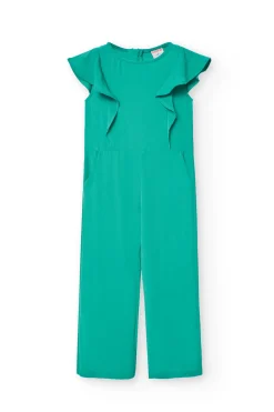 Tuta in crêpe per bambina di colore verde