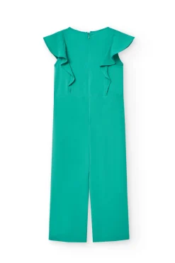 Tuta in crêpe per bambina di colore verde