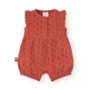 Tutina a maglia per bambina in colore arancione ricamata
