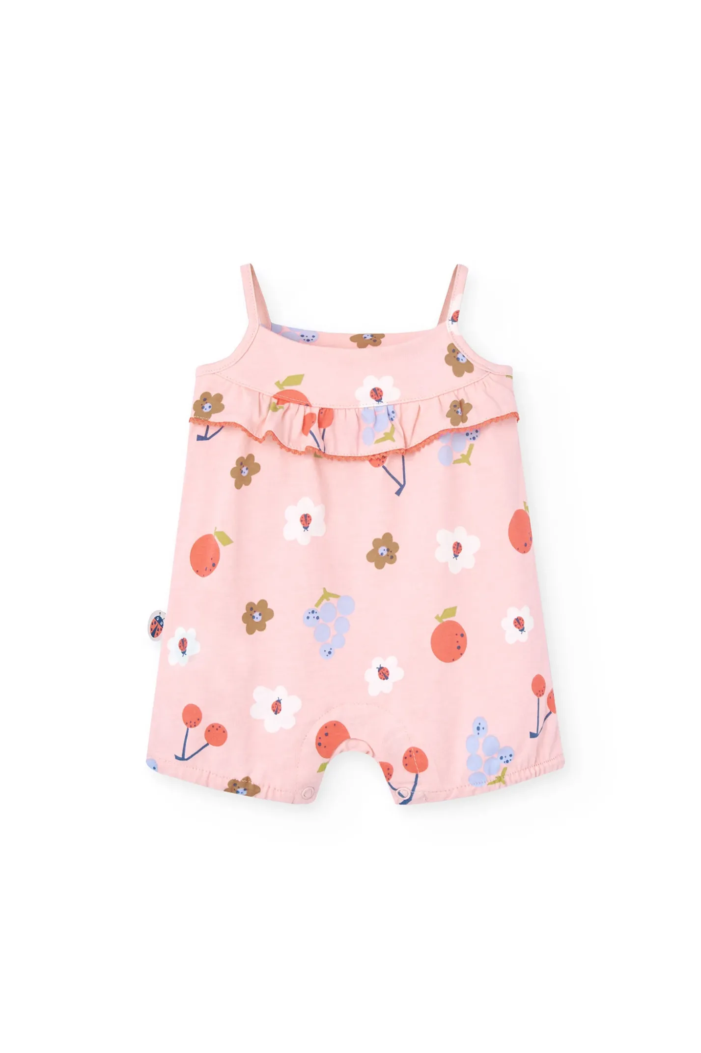 Tutina in maglia per neonata con stampa floreale in rosa.