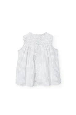 Vestitino in popeline da neonata con motivo floreale in colore grigio corallo
