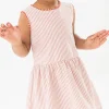 Vestitino in popeline per bambina a righe rosse e bianche