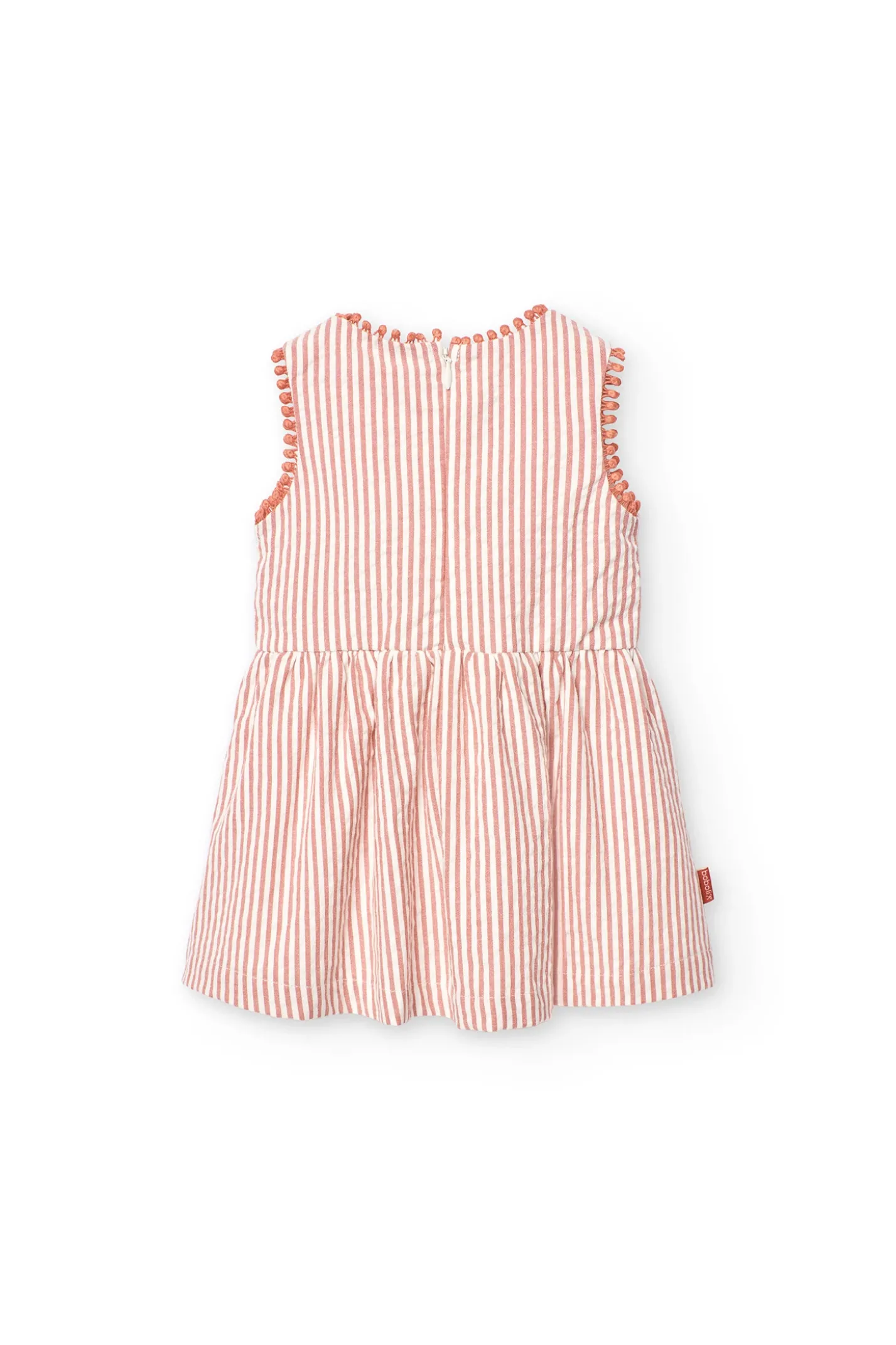 Vestitino in popeline per bambina a righe rosse e bianche