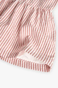 Vestitino in popeline per bambina a righe rosse e bianche