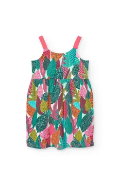 Vestito a maglia per bambina con design di foglie