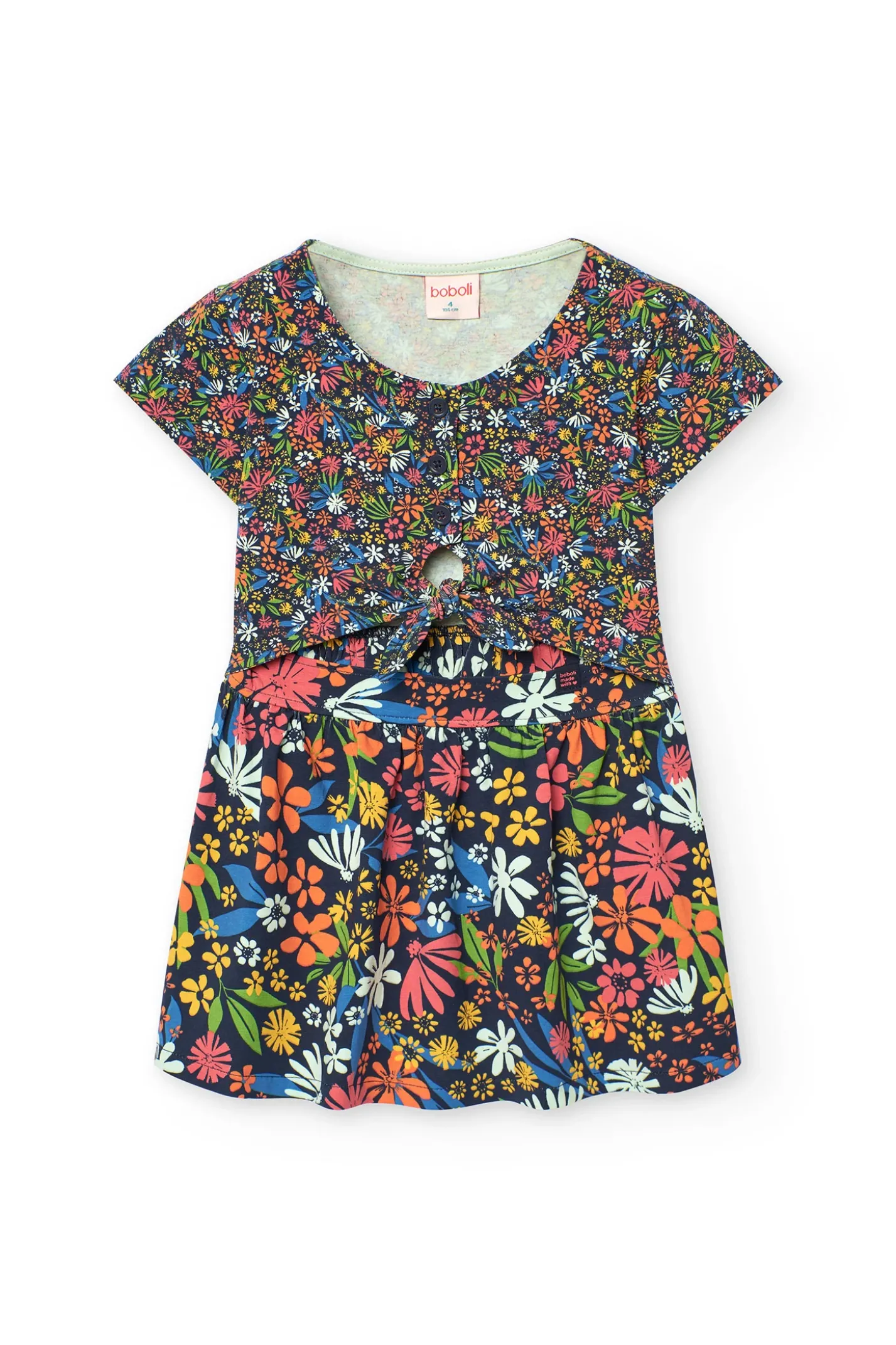 Vestito a maglia per bambina con stampa floreale