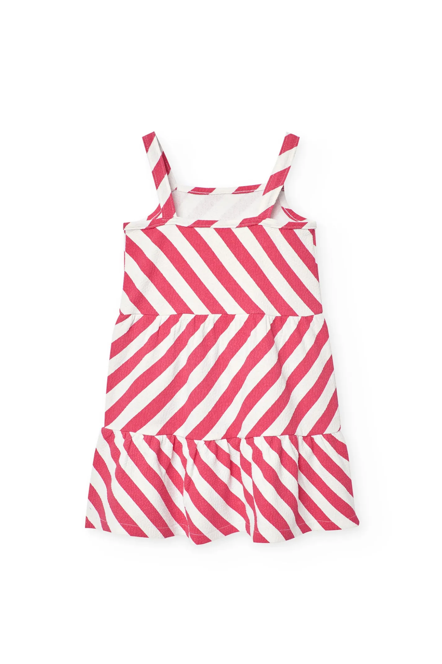 Vestito a maglia per bambina in colore rosso e bianco.