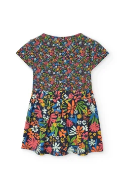 Vestito a maglia per bambina con stampa floreale