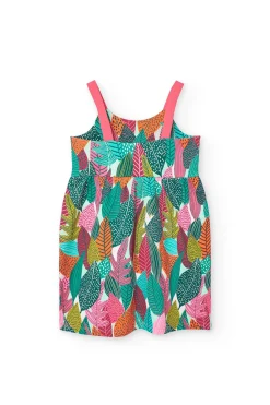 Vestito a maglia per bambina con design di foglie