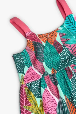 Vestito a maglia per bambina con design di foglie