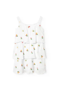 Vestito di bambula per bambina con design floreale in colore bianco