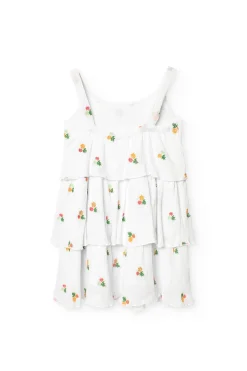 Vestito di bambula per bambina con design floreale in colore bianco