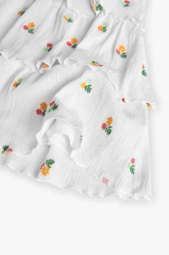 Vestito di bambula per bambina con design floreale in colore bianco