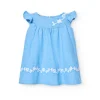 Vestito di lino per bambina in azzurro cielo.