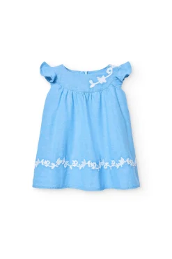 Vestito di lino per bambina in azzurro cielo.