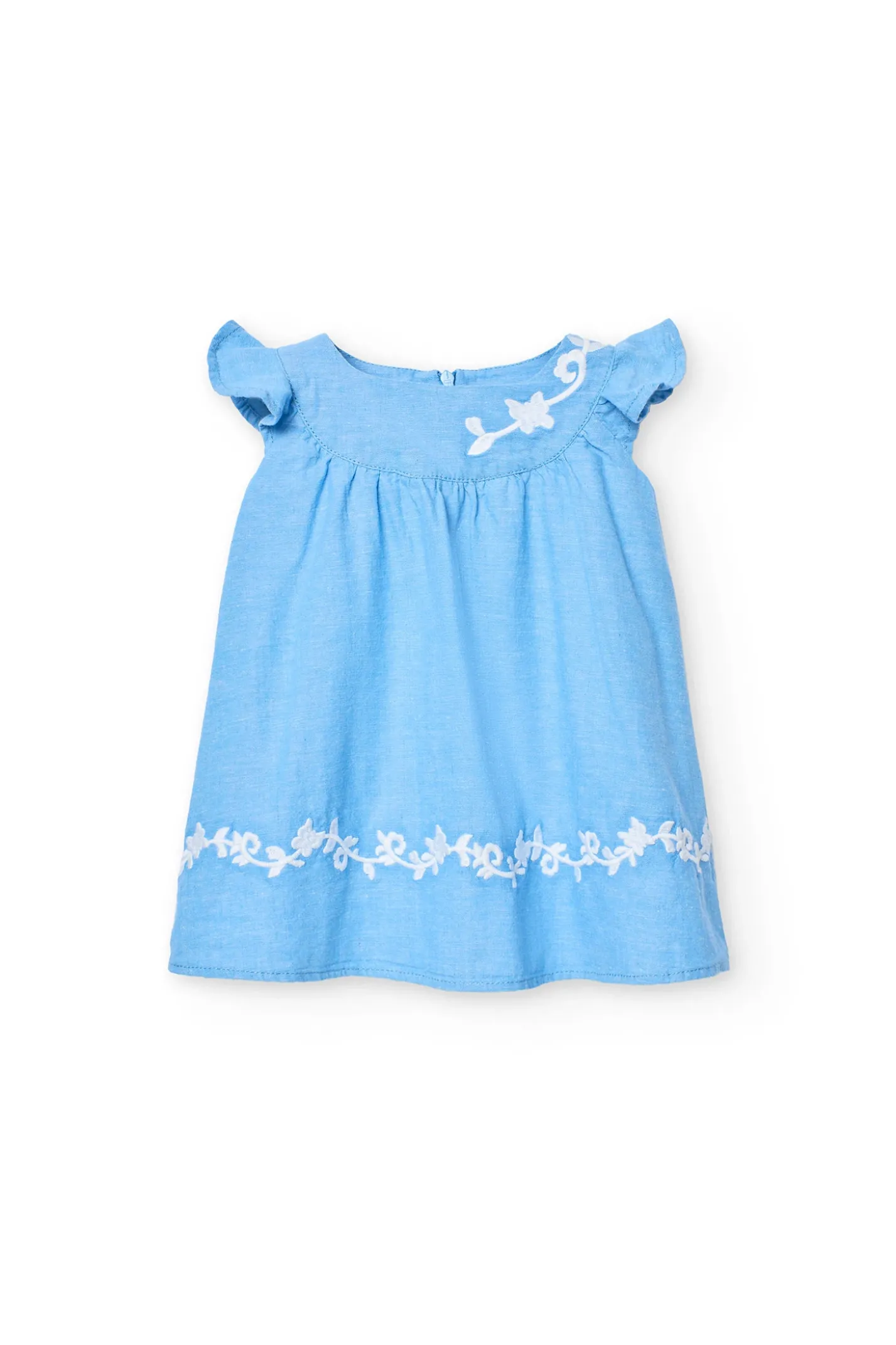 Vestito di lino per bambina in azzurro cielo.