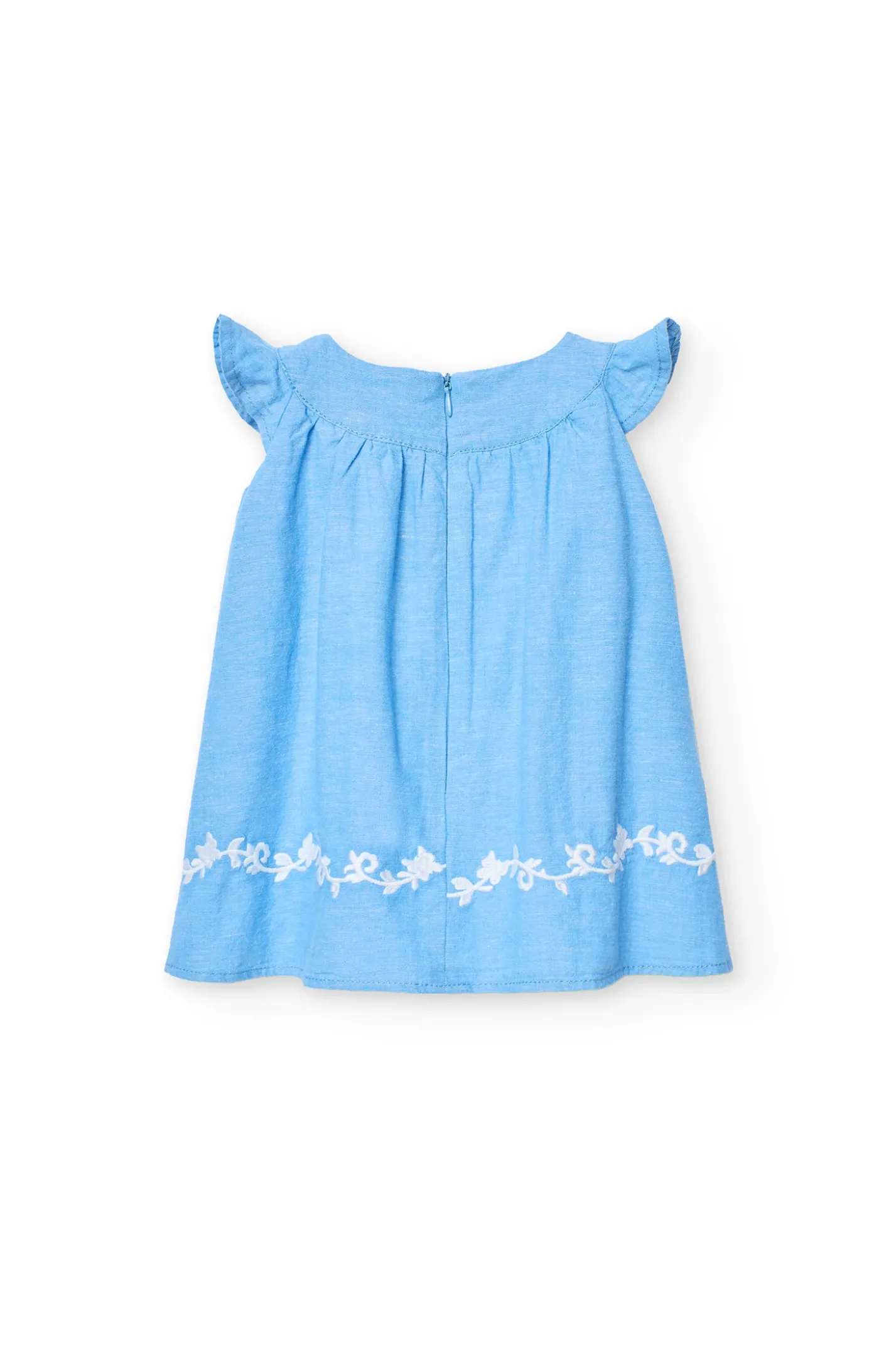 Vestito di lino per bambina in azzurro cielo.