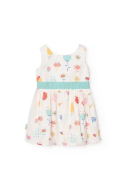 Vestito di raso per neonata con stampa floreale in colori pastello