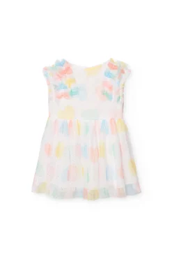 Vestito di tulle per bambina con stampa di cuori