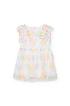 Vestito di tulle per bambina con stampa di cuori