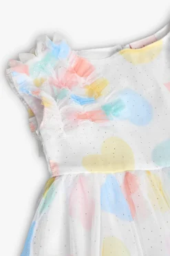 Vestito di tulle per bambina con stampa di cuori