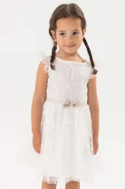 Vestito di tulle per neonata con motivo a pois di colore bianco