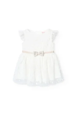 Vestito di tulle per neonata con motivo a pois di colore bianco