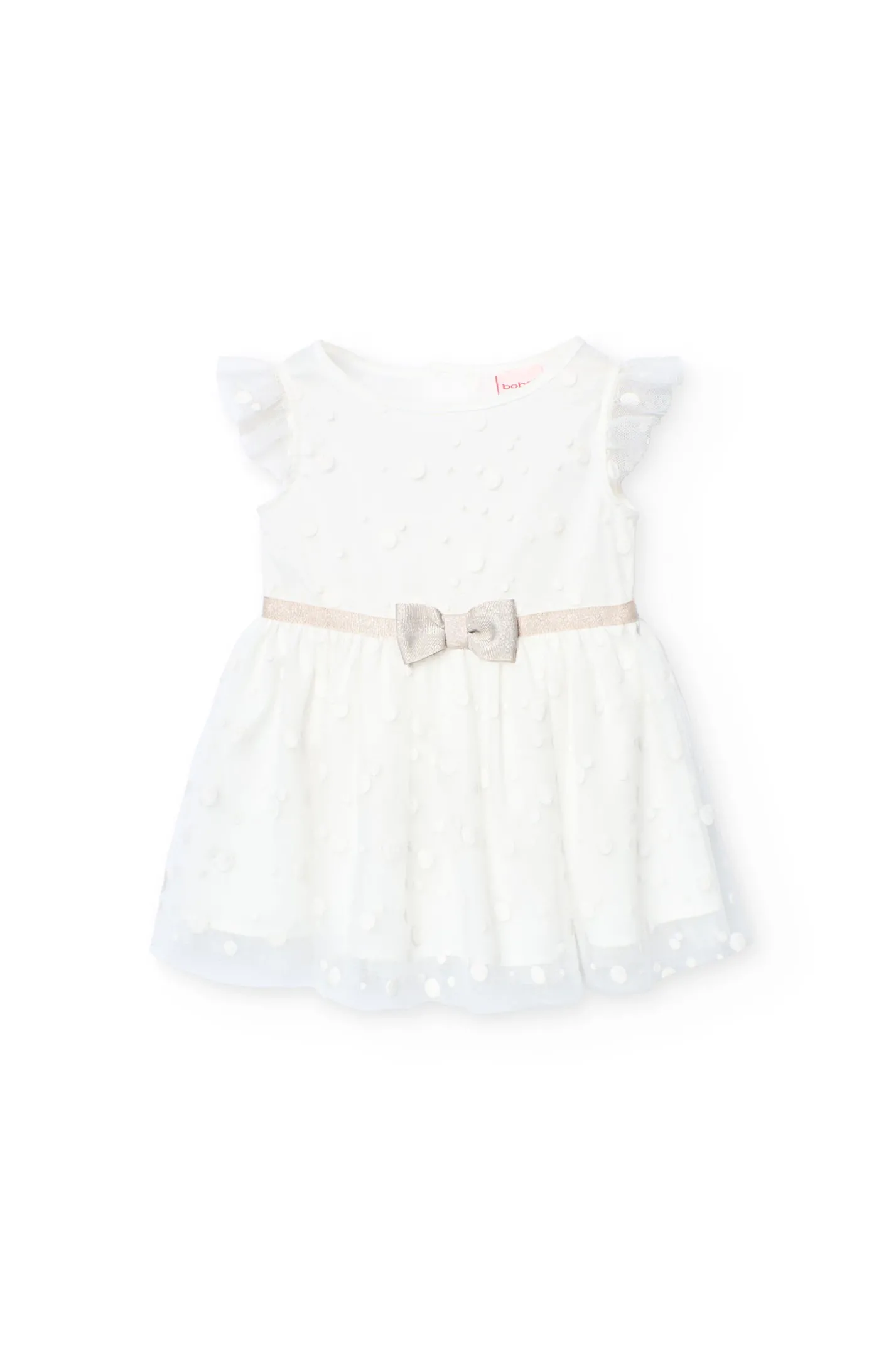 Vestito di tulle per neonata con motivo a pois di colore bianco