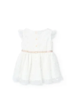 Vestito di tulle per neonata con motivo a pois di colore bianco