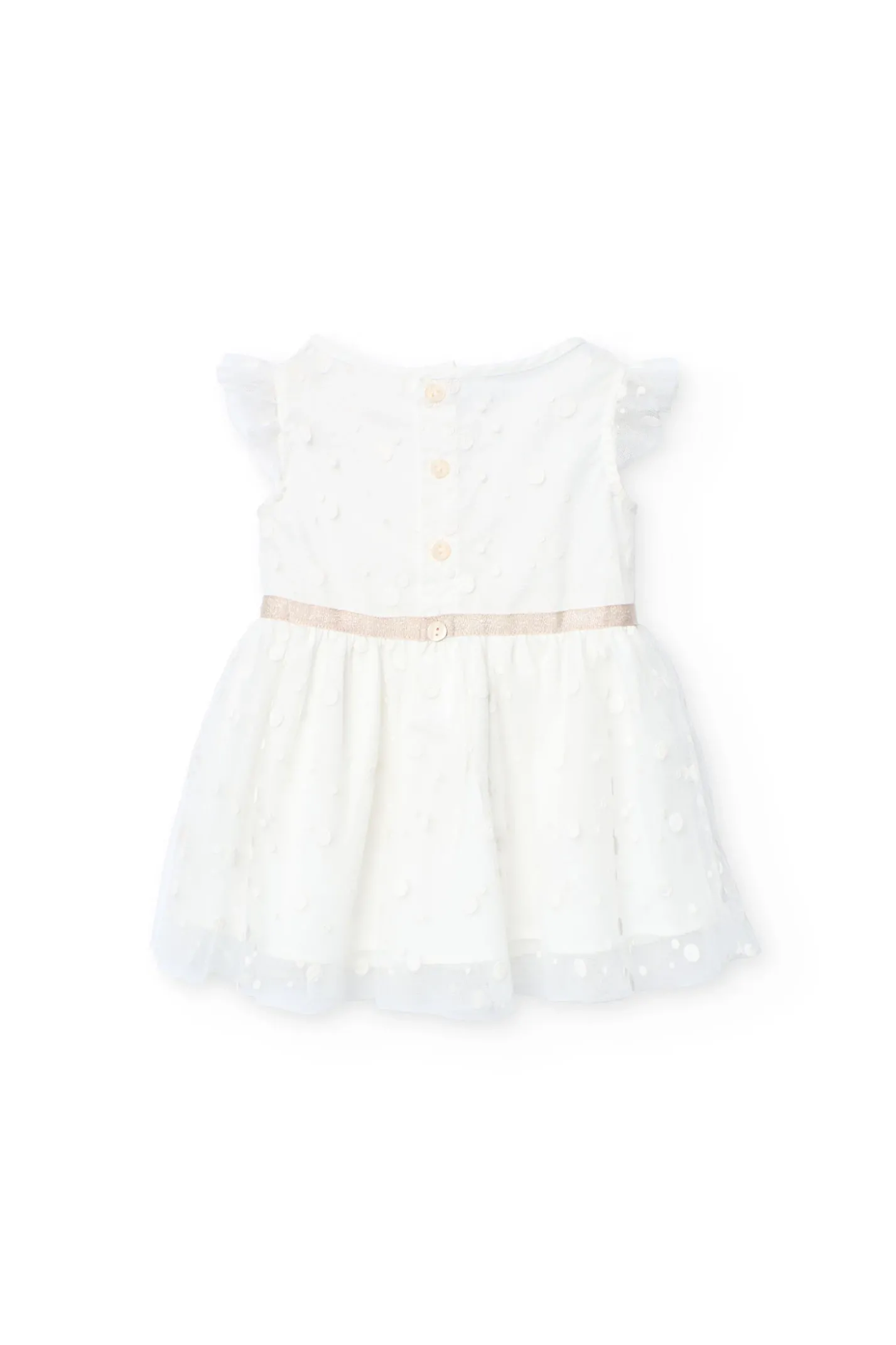 Vestito di tulle per neonata con motivo a pois di colore bianco