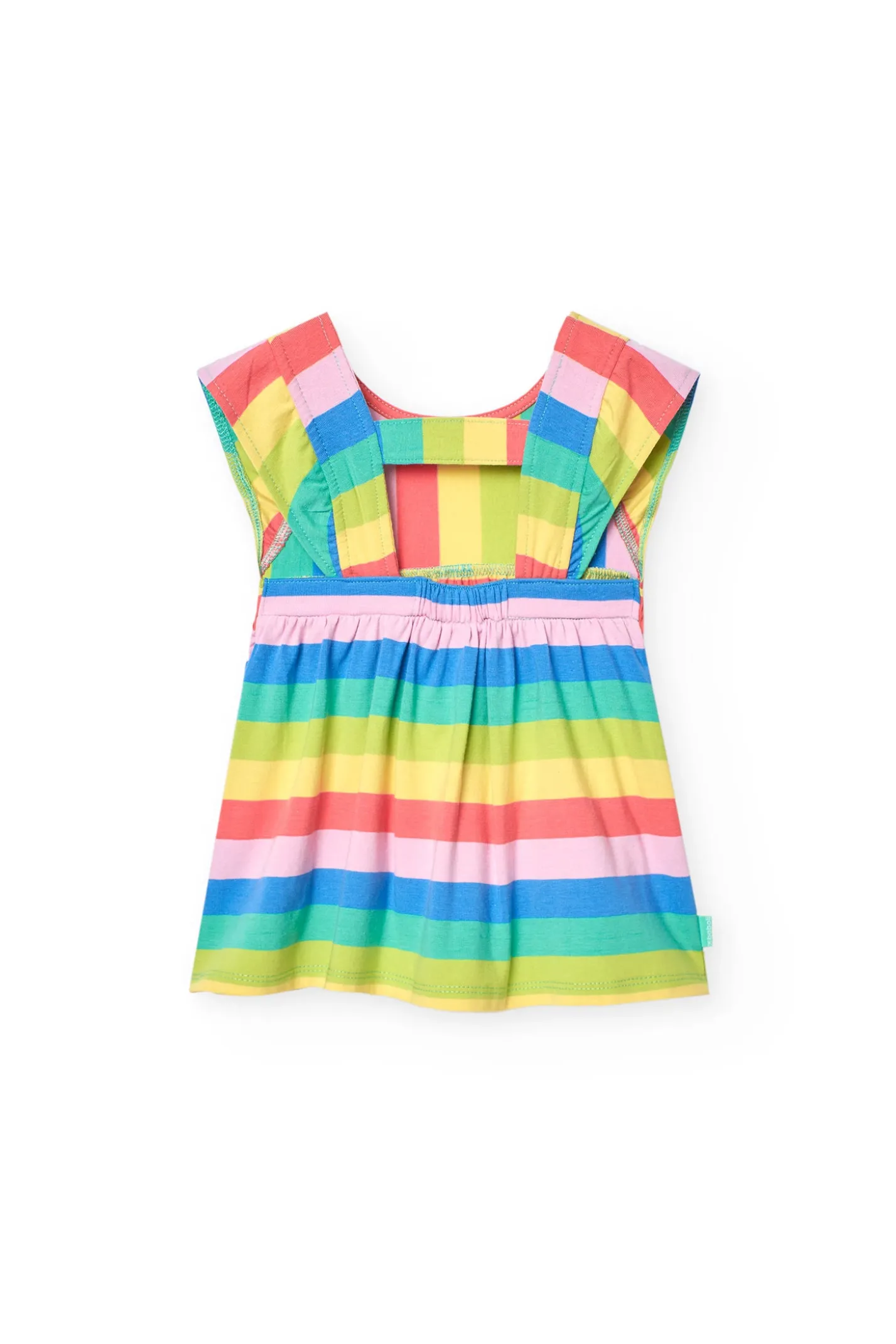 Vestito in maglia per bambina con stampa a righe multicolore