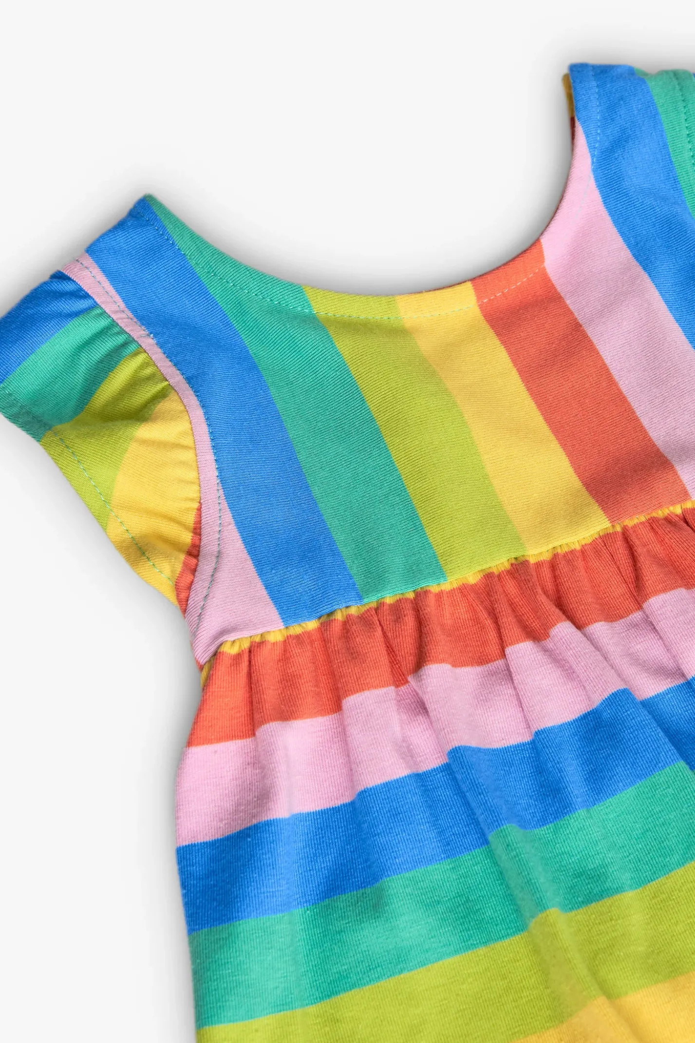 Vestito in maglia per bambina con stampa a righe multicolore