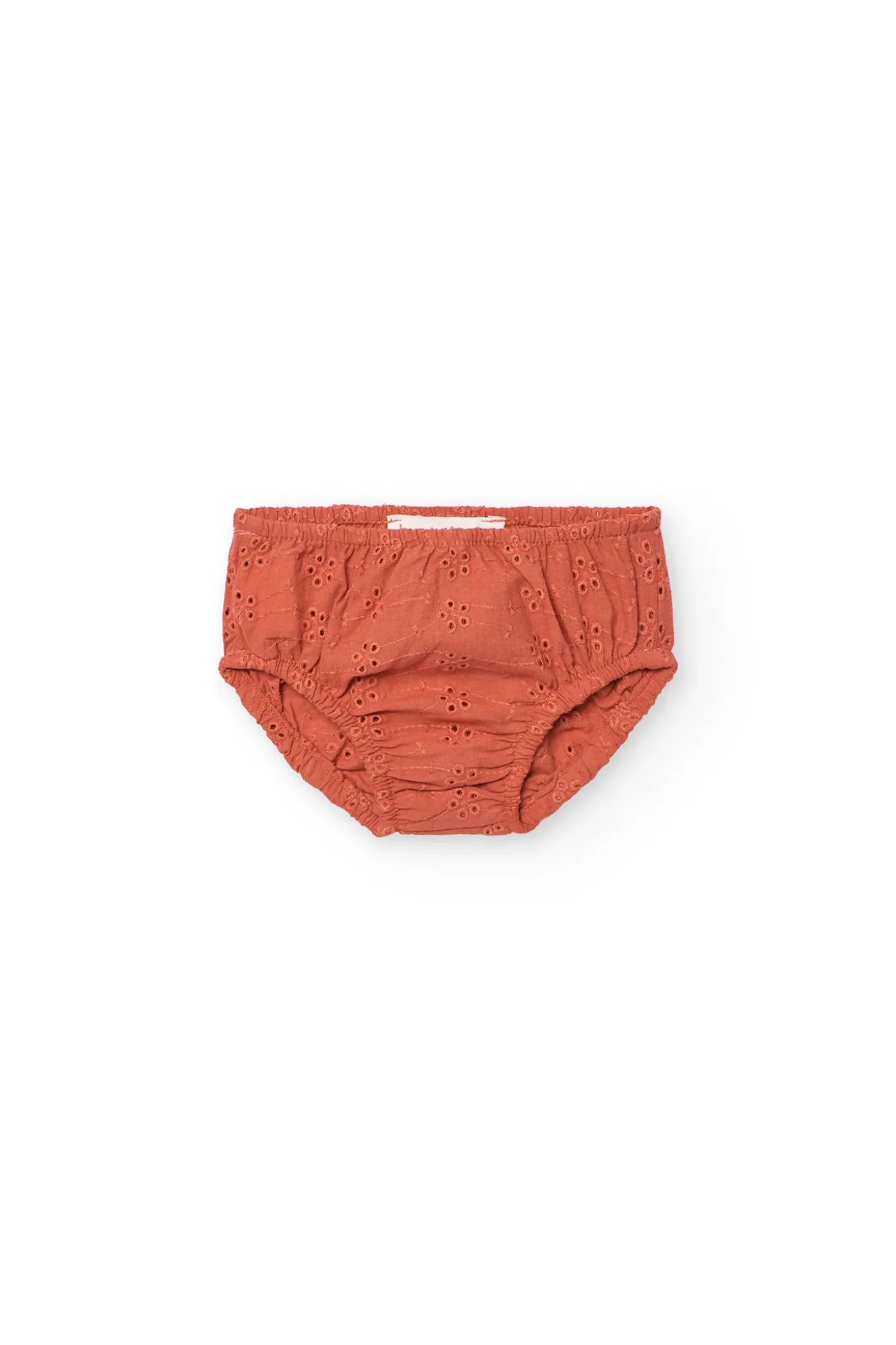 Vestito in maglia per bambina colore salmone con design fiammato.