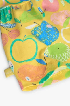Vestito in maglia per neonata con design a frutta in colore giallo
