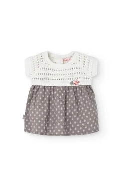 Vestito in maglia tricot per neonata di colore bianco