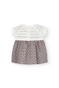 Vestito in maglia tricot per neonata di colore bianco