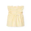 Vestito in popeline da bambina a righe di colore giallo