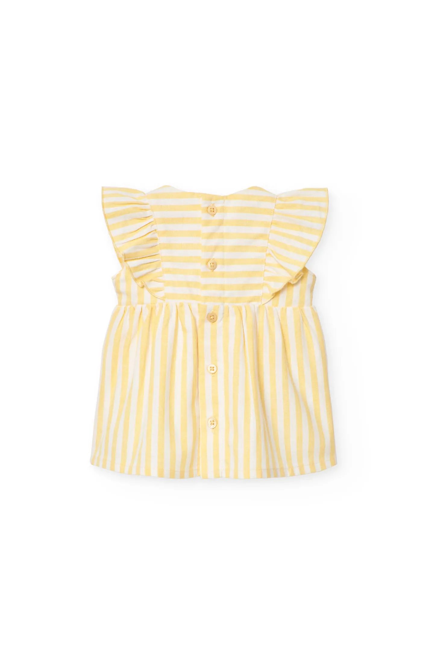 Vestito in popeline da bambina a righe di colore giallo